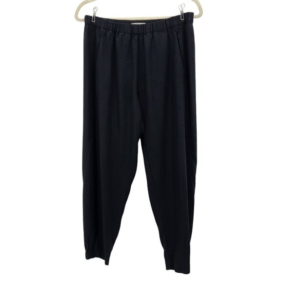 Babaton Fine Japanese Fabric Black Pull On Tapered High Waisted Ankle Pants Med - Picture 1 of 8
